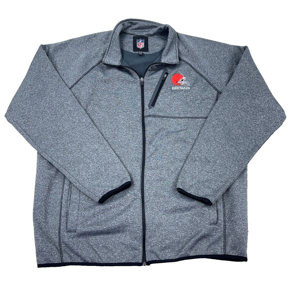 Cleveland Browns Jacket Men XXL 2XL Gray‎ Full Zip Track Performance NFL Adult
